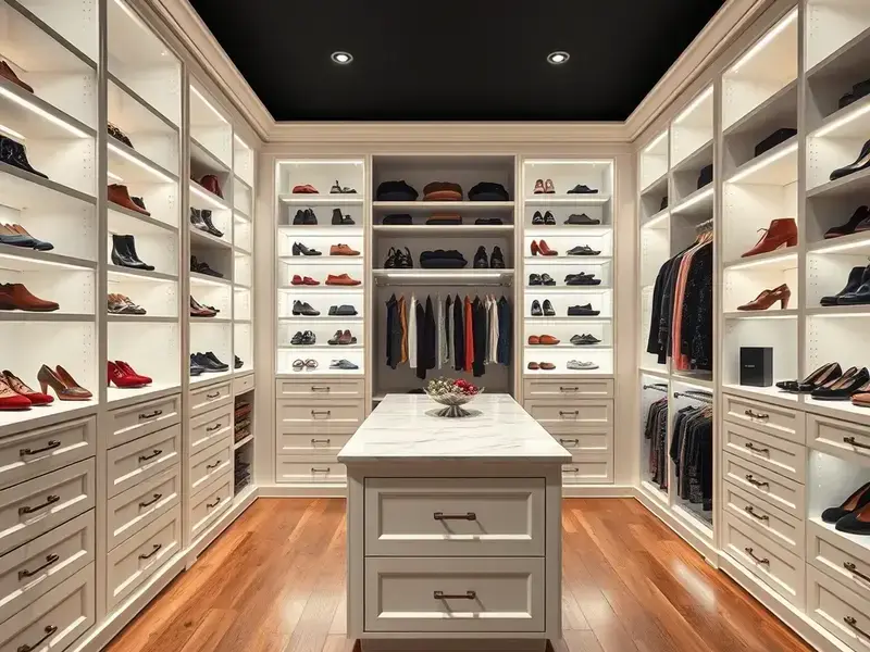 Luxurious walk-in closet installation
