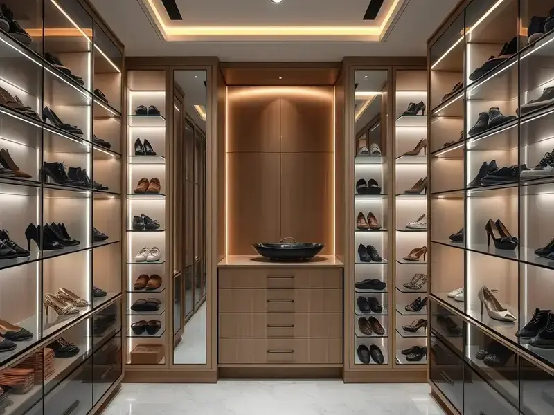 Luxury walk-in closet with custom design